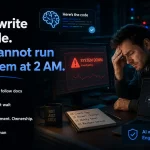AI can write the code. It still cannot run the system at 2 AM.